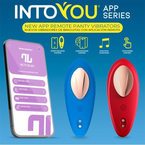 Intoyou App Series Силиконовый вибратор для трусиков с двухслойным приложением, синий