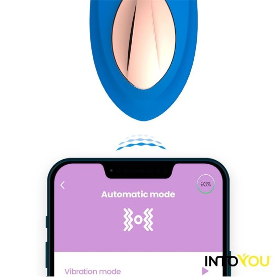 Intoyou App Series Силиконовый вибратор для трусиков с двухслойным приложением, синий