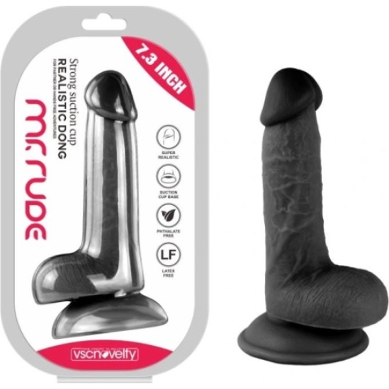 Vscnovelty REĀLISTS PENIS MR RUDE BLACK 18,5 CM