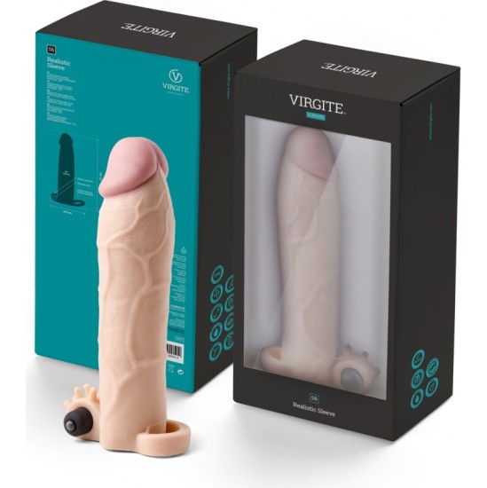 Virgite - Sleeves REALISTIC PENIS SHEATH S6 FLESH 21 CM W/ VIBRATION