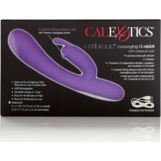 California Exotic Novelties EMBRACE MASSAGING G-RABBIT USB VIBRATOR PURPLE