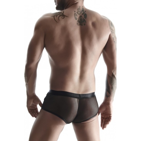 Demoniq WETLOOK BOXER WITH GRID BLACK S