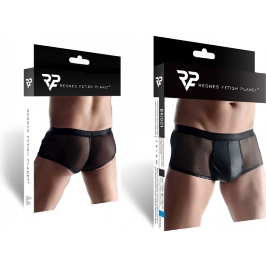 Demoniq WETLOOK BOXER WITH GRID BLACK S