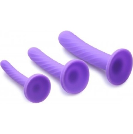 Xr - Strap U KOMPLEKTS X 3 LILAC SILIKONA DILDOS TRI-PLAY IEKĀRTIEM