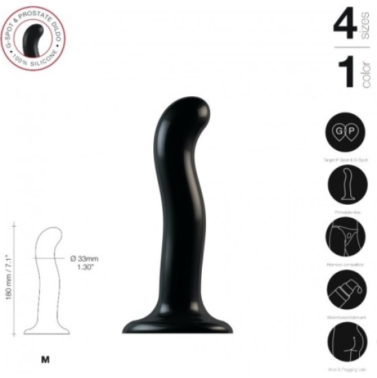 Strap-On-Me SILIKONA DILDO PUNKTA STIMULĀTORS P/G BLACK M