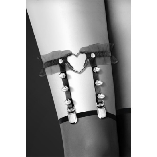 Bijoux Pour Toi BLACK FLOWER HEART GARTER