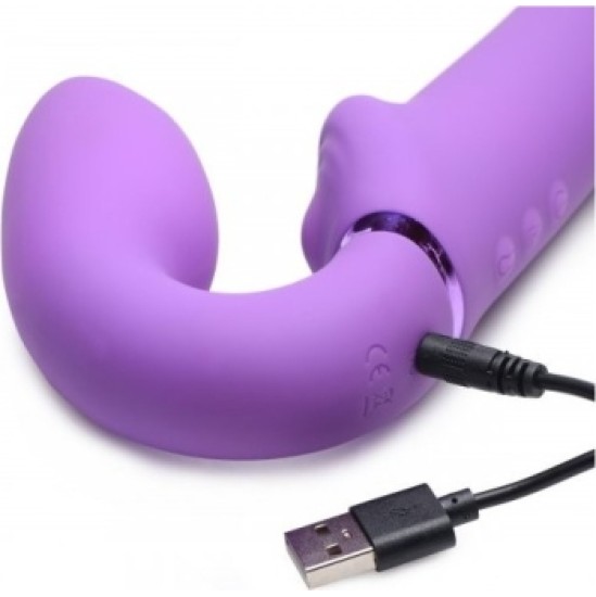 Xr - Strap U dubultā piepūšamā uzkabe ar tālvadības pulti UN USB CLITORIS PUSH LILAC