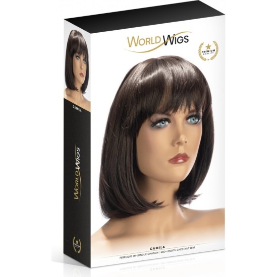 World Wigs CAMILA VIDUTINIŲ PLAUKŲ RUDAS PERUKAS