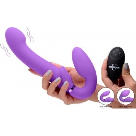 Xr - Strap U dubultā piepūšamā uzkabe ar tālvadības pulti UN USB CLITORIS PUSH LILAC