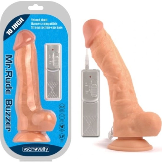 Vscnovelty VIBRĒJOŠS PENIS MR RUDE BUZZER FLESH 25'4 CM