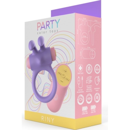 Party Color Toys RINY VIBRĒJOŠS GREDZENS AR CERINĀM SILIKONA USB KONTROLIERI