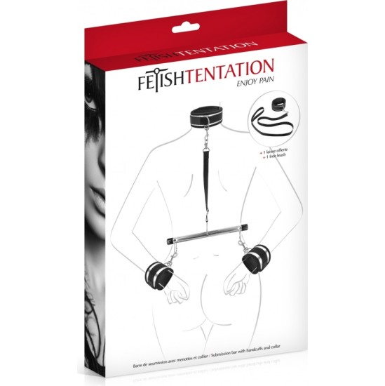 Fetish Tentation COLLAR WITH HANDCUFFS AND BACK BAR