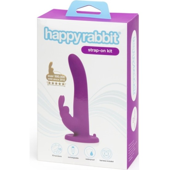 Happy Rabbit VIBRATING STRAP ON HARNESS SET PURPLE