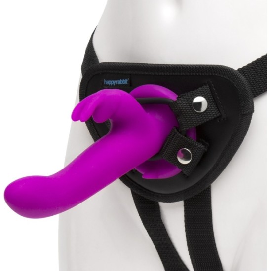 Happy Rabbit VIBRATING STRAP ON HARNESS SET PURPLE