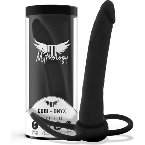 Mythology Fantasy Dildo MYTHOLOGY - COBI ONYX ANAL DILDO WITH COCK AND TESTICLE RING 13 SILICONE CM