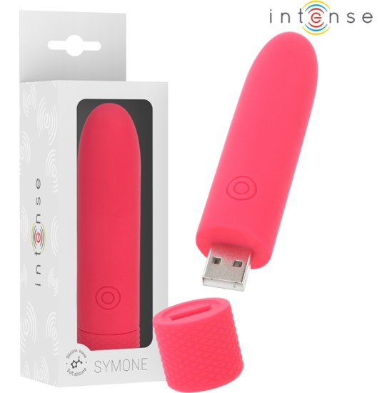 Intense Fun INTENSE - SYMONE USB RECHARGEABLE VIBRATING BULLET 8 VIBRATIONS RED 10 X 2.2 CM