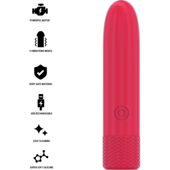 Intense Fun INTENSE - SYMONE USB RECHARGEABLE VIBRATING BULLET 8 VIBRATIONS RED 10 X 2.2 CM