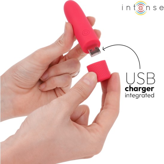 Intense Fun INTENSE - SYMONE USB RECHARGEABLE VIBRATING BULLET 8 VIBRATIONS RED 10 X 2.2 CM