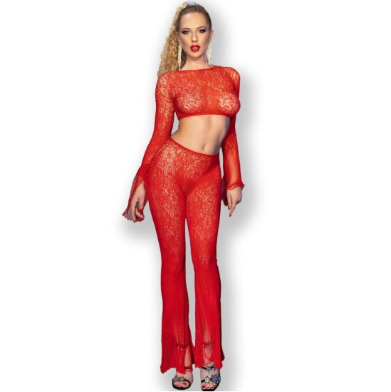 Chilirose Sets CHILIROSE - CR 4648 TOP & PANT RED S/L