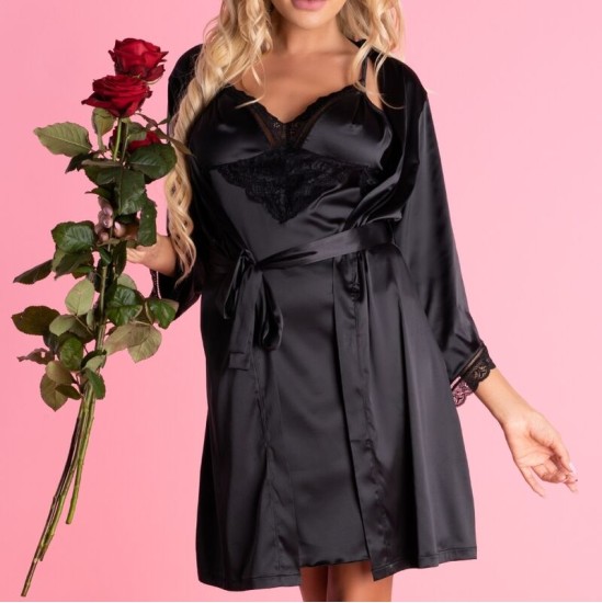 Livco Corsetti Sets LIVCO CORSETTI FASHION - ARILADYEN LC 90568 DRESSING GOWN + PANTY BLACK L/XL