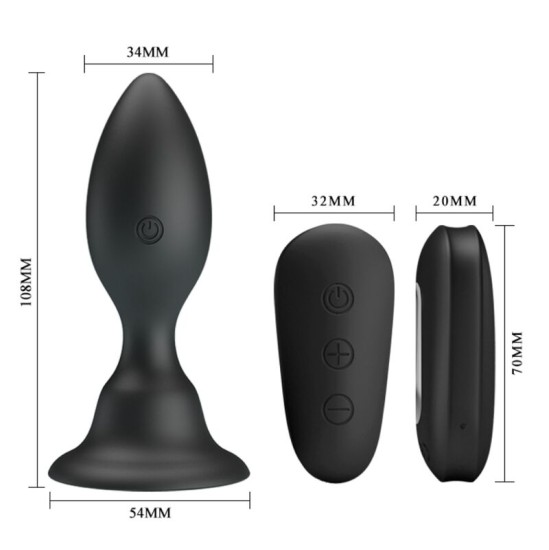 Mr Play ANAL PLUG WITH VIBRATION BLACK REMOTE CONTROL