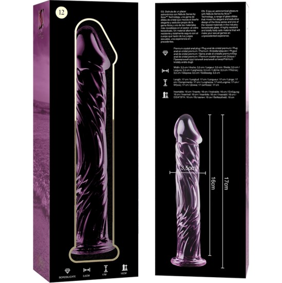 Nebula Series By Ibiza MODEL 12 DILDO BOROSILICATE GLASS 17 X 3.5 CM PINK