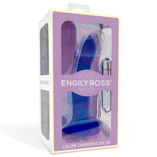 Dildox By Engily Ross Dildo que Cambia de Color Azul a P?rpura con Vibraci?n Talla M Silicona L?quida 17 cm