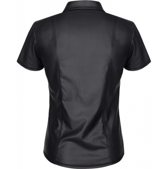 Demoniq REMO WETLOOK ZIPPER SHIRT BLACK L