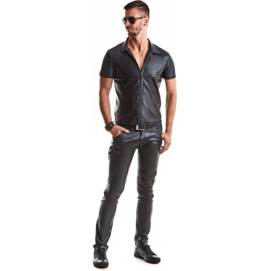 Demoniq REMO WETLOOK ZIPPER SHIRT BLACK L