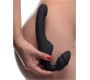 Xr - Strap U DOUBLE VIBRATION SILICONE HARNESS SLIM RIDER BLACK