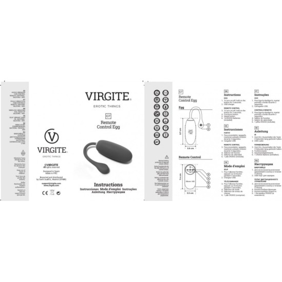 Virgite - Eggs VIBRATOR EGG G7 UZLĀDĒJAMS MELNS