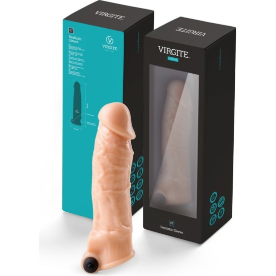 Virgite - Sleeves REALISTIC PENIS SHEATH S7 FLESH 21 CM W/ VIBRATION