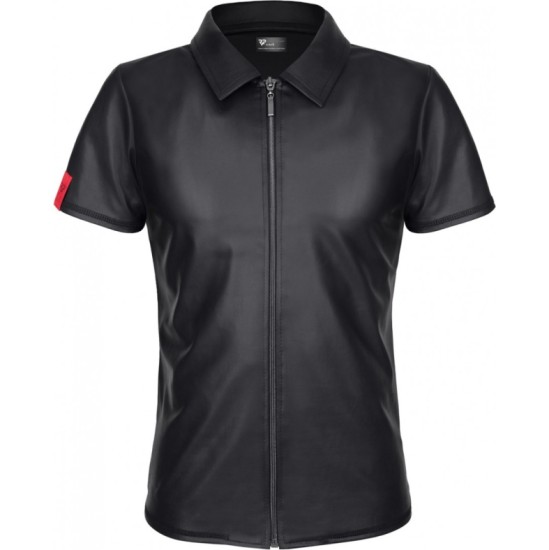 Demoniq REMO WETLOOK ZIPPER SHIRT BLACK L