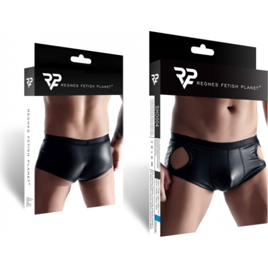 Demoniq WETLOOK BOXER WITH OPENINGS BLACK L