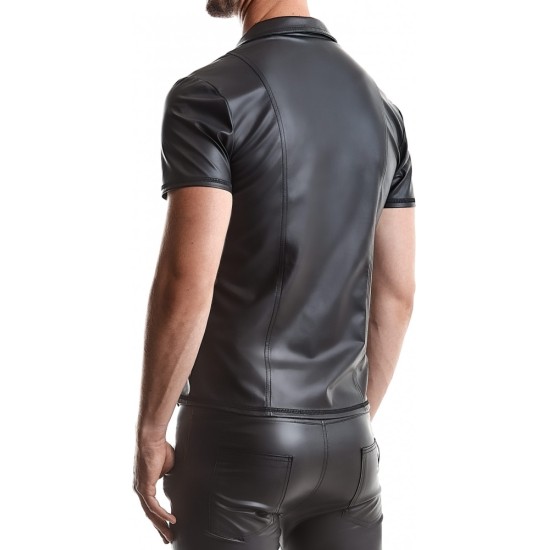 Demoniq REMO WETLOOK ZIPPER SHIRT BLACK L