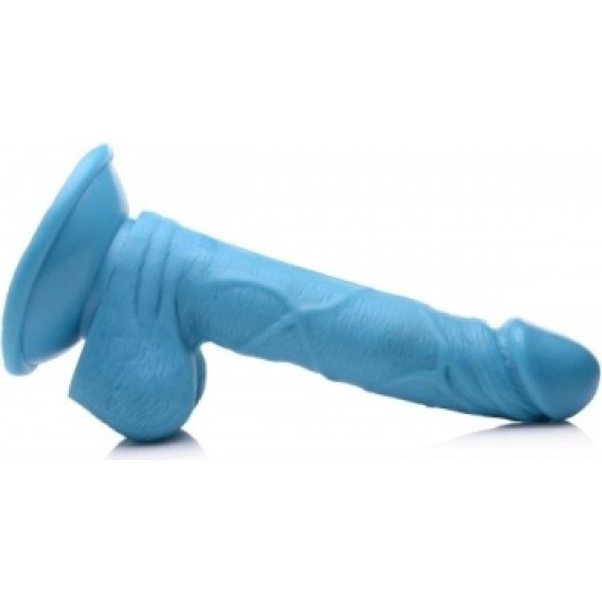 Xr - Pop Peckers REĀLISTS DILDO AR sēkliniekiem 16'5 CM ZILS