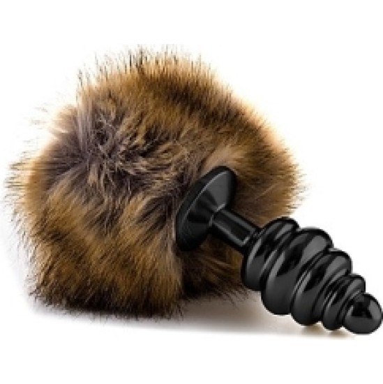 Outlet BLACK ANAL PLUG BROWN RABBIT TAIL