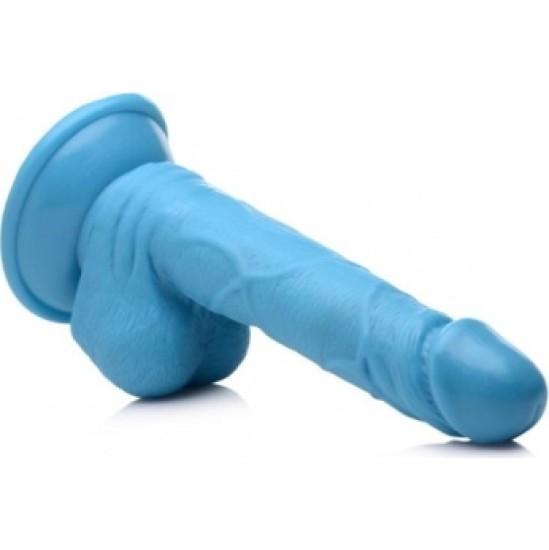 Xr - Pop Peckers REĀLISTS DILDO AR sēkliniekiem 16'5 CM ZILS