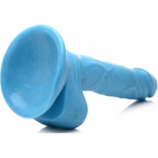 Xr - Pop Peckers REĀLISTS DILDO AR sēkliniekiem 16'5 CM ZILS