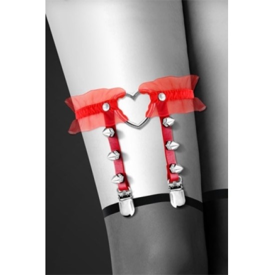 Bijoux Pour Toi RED RUFFLED HEART GARTER