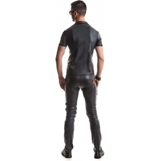 Demoniq REMO WETLOOK ZIPPER SHIRT BLACK L