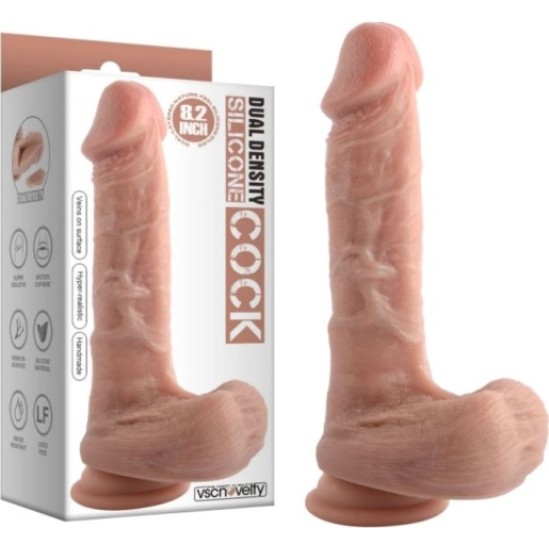 Vscnovelty REĀLISTS PENIS DUBULA BLĪVUMA SILIKONA MĪGA 20,8 CM