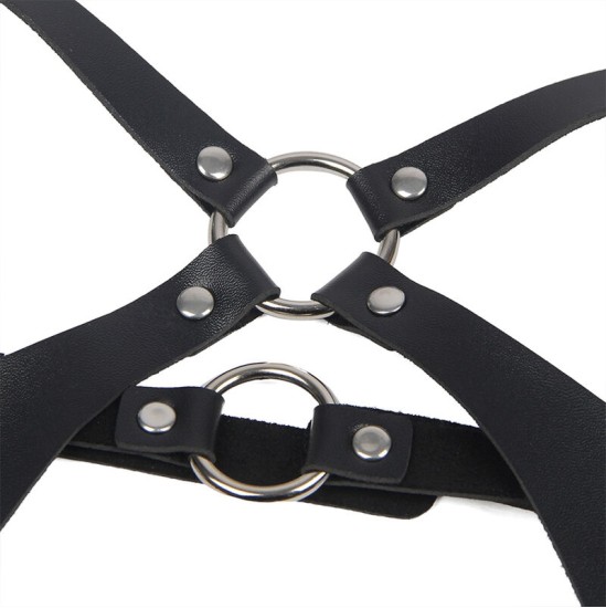 Subblime Fetish SUBBLIME - FULL BODY HARNESS WITH LEATHER BUCKLES BLACK ONE SIZE