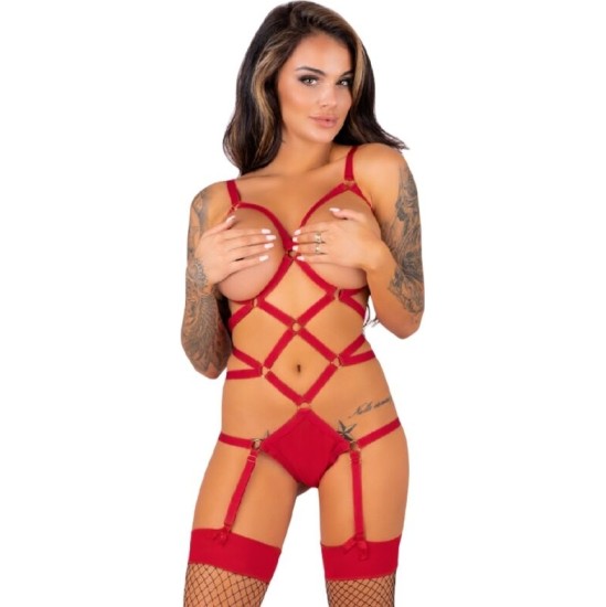 Livco Corsetti Sets LIVCO CORSETTI FASHION — THIARA LC 20213 KOMPLEKTS BODY + ZEKAS SARKANAS S/M