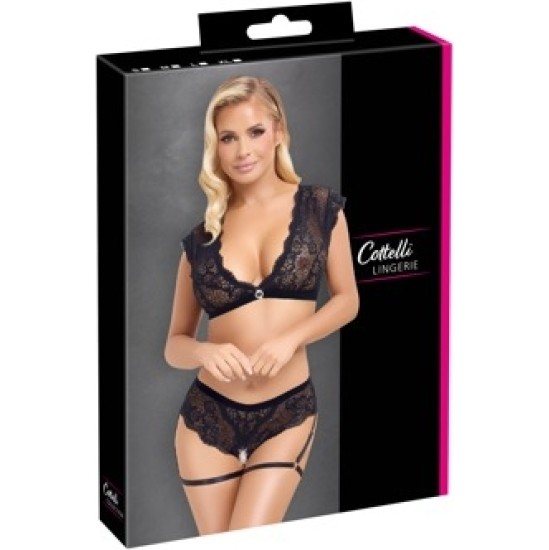 Cottelli Lingerie Top and Crotchless Briefs S