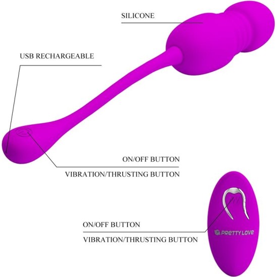 Prettylove Callieri Vibrating Egg with Thrusting and Remote Control