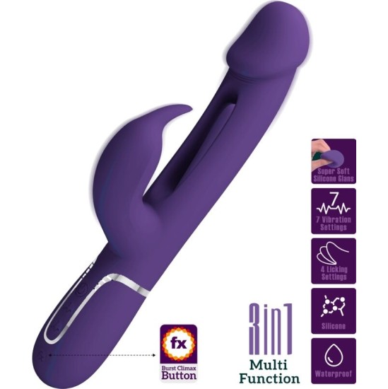 Pretty Love Flirtation PRETTY LOVE - KAMPAS RABBIT 3 IN 1 MULTIFUNCTION VIBRATOR WITH TONGUE VIOLET