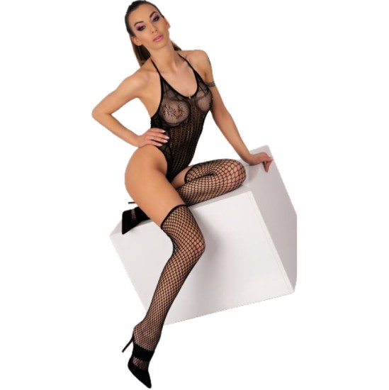 Livco Corsetti Sets LIVCO CORSETTI FASHION - FLAMMEN LC 17355 SET BODY + STOCKINGS BLACK ONE SIZE