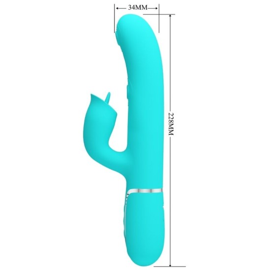 Pretty Love Flirtation PRETTY LOVE - RABBIT VIBRATOR WITH LICKING AQUA GREEN