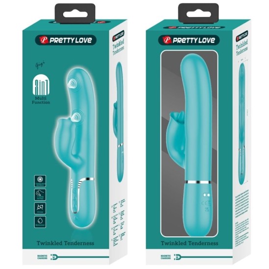 Pretty Love Flirtation PRETTY LOVE - RABBIT VIBRATOR WITH LICKING AQUA GREEN